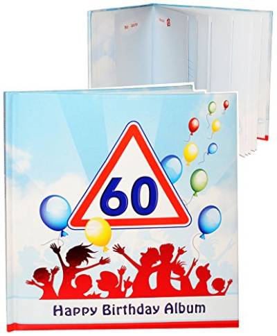 Geburtstag - " 60 Jahre - Happy Birthday " - Erinnerungsalbum/Fotoalbum - Gebunden zum Einkleben & Eintragen - Album & Erinnerungsbuch - Fotobuch/Photoalb..